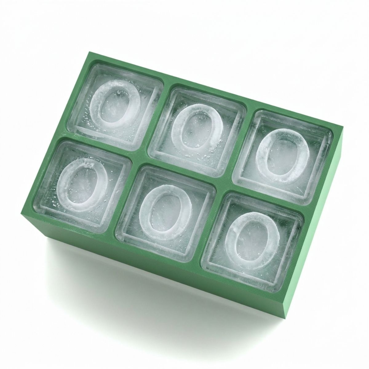 Vibrant green personalised ice tray with O design – unique and fun gift idea