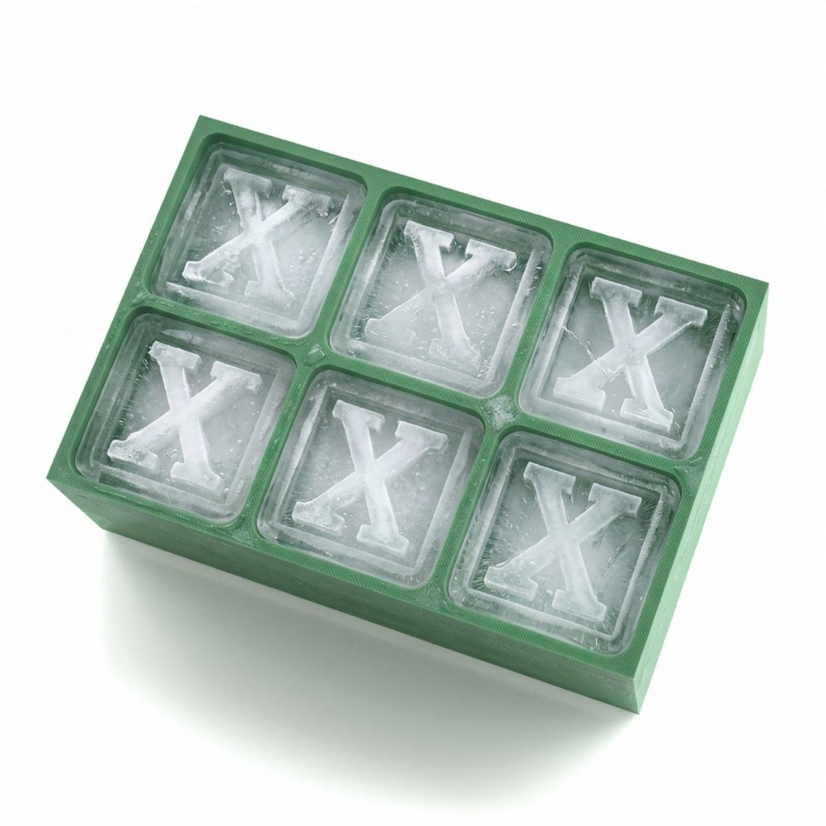 Vibrant green personalised ice tray with X design – unique and fun gift idea