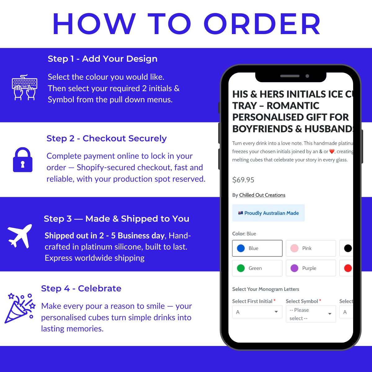 how to order for the couple and symbol ice cube trays 
