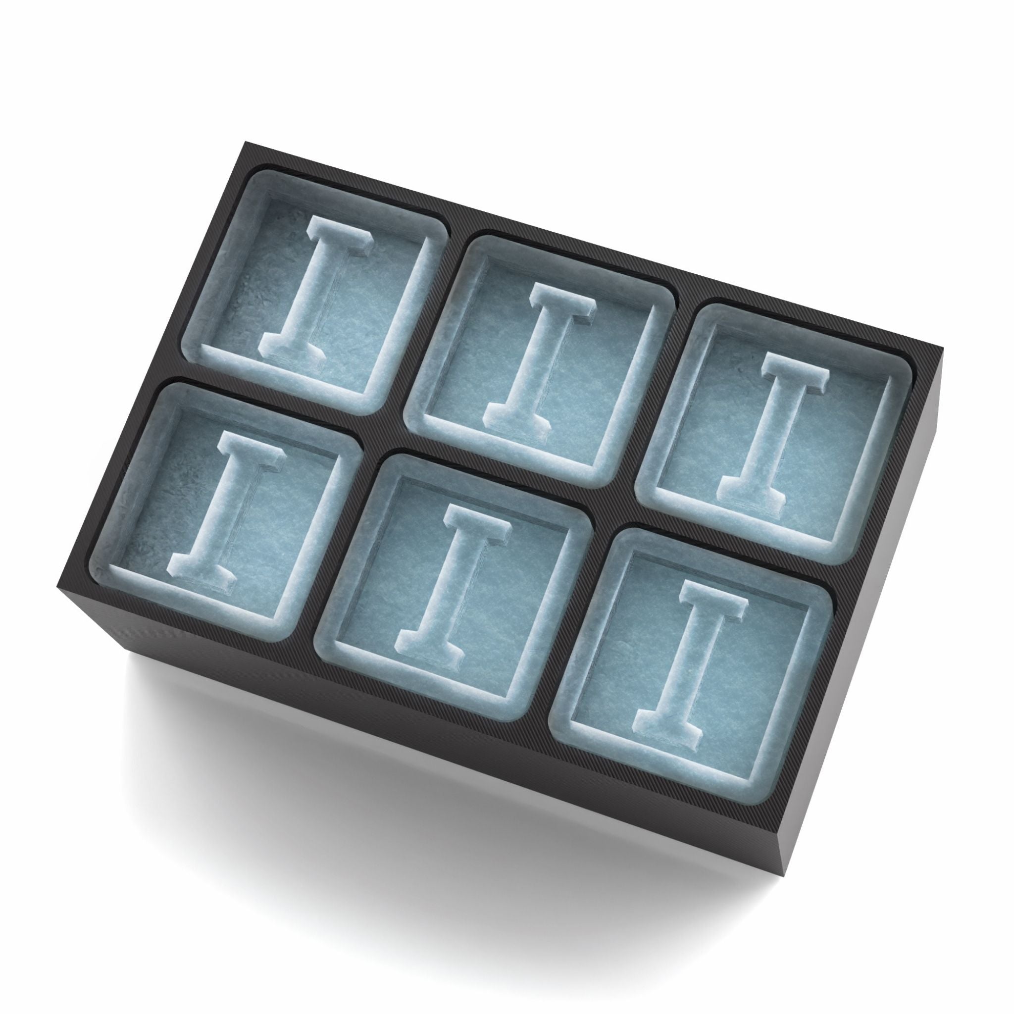 Sleek black ice tray forming I-shaped cubes – ideal for birthdays or thoughtful presents