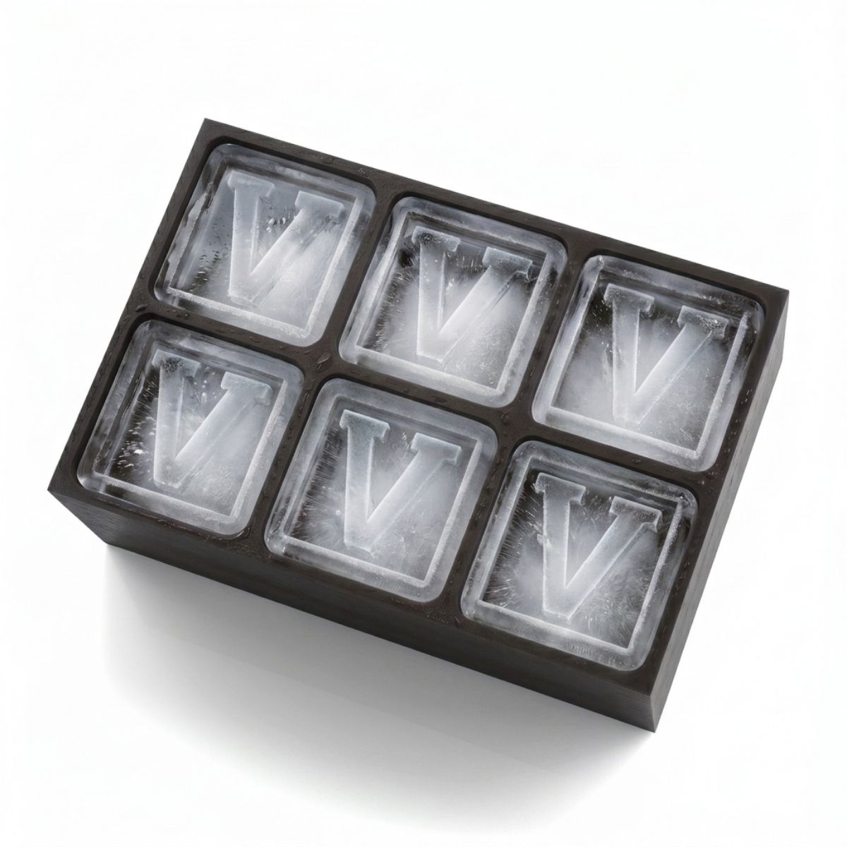 Sleek black ice tray forming V-shaped cubes – ideal for birthdays or thoughtful presents