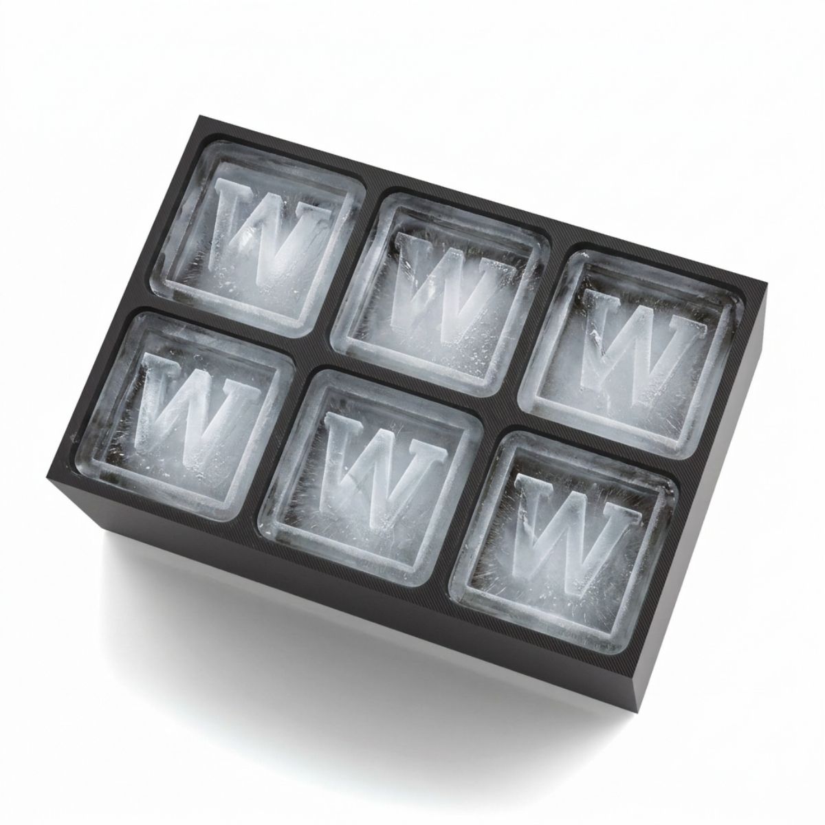 Sleek black ice tray forming W-shaped cubes – ideal for birthdays or thoughtful presents