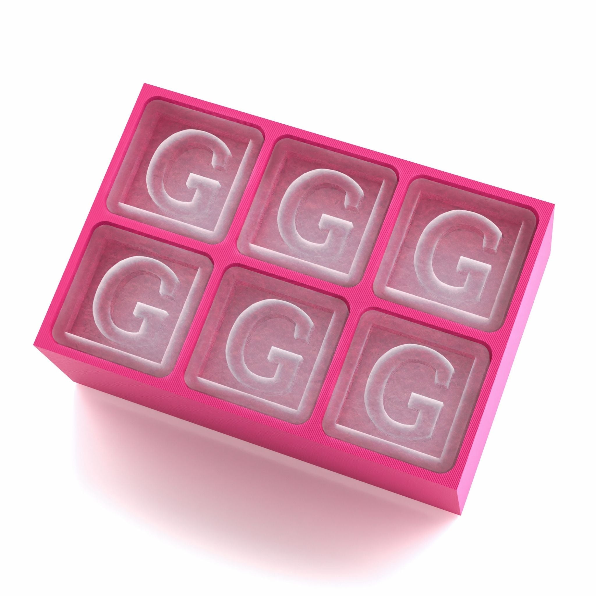 Charming pink ice cube tray with raised G lettering – for heartfelt custom gifting