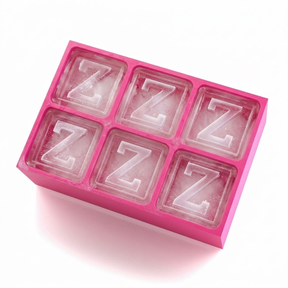 Charming pink ice cube tray with raised Z lettering – for heartfelt custom gifting