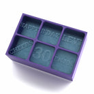 Purple 6-cube tray showing personalised frozen messages perfect for a 30th birthday celebration.