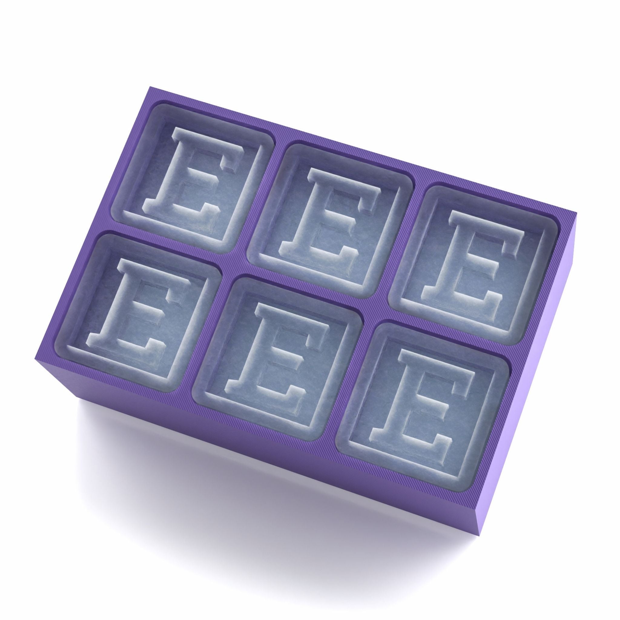 Elegant purple tray making E-shaped ice – luxurious custom gift made locally