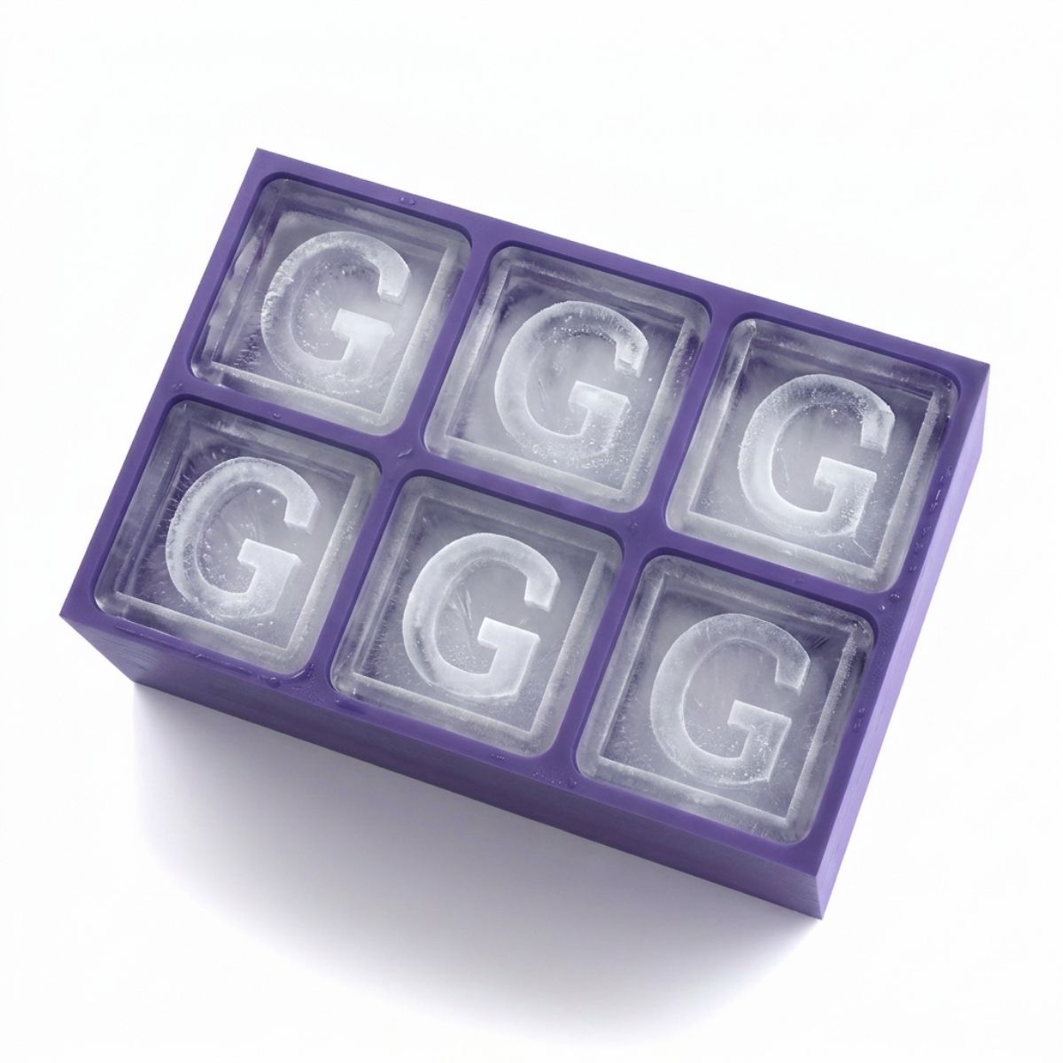 Elegant purple tray making G-shaped ice – luxurious custom gift made locally