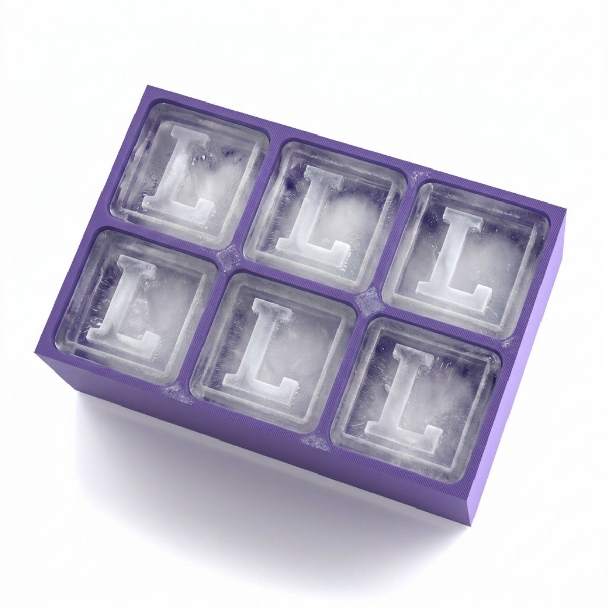 Elegant purple tray making L-shaped ice – luxurious custom gift made locally