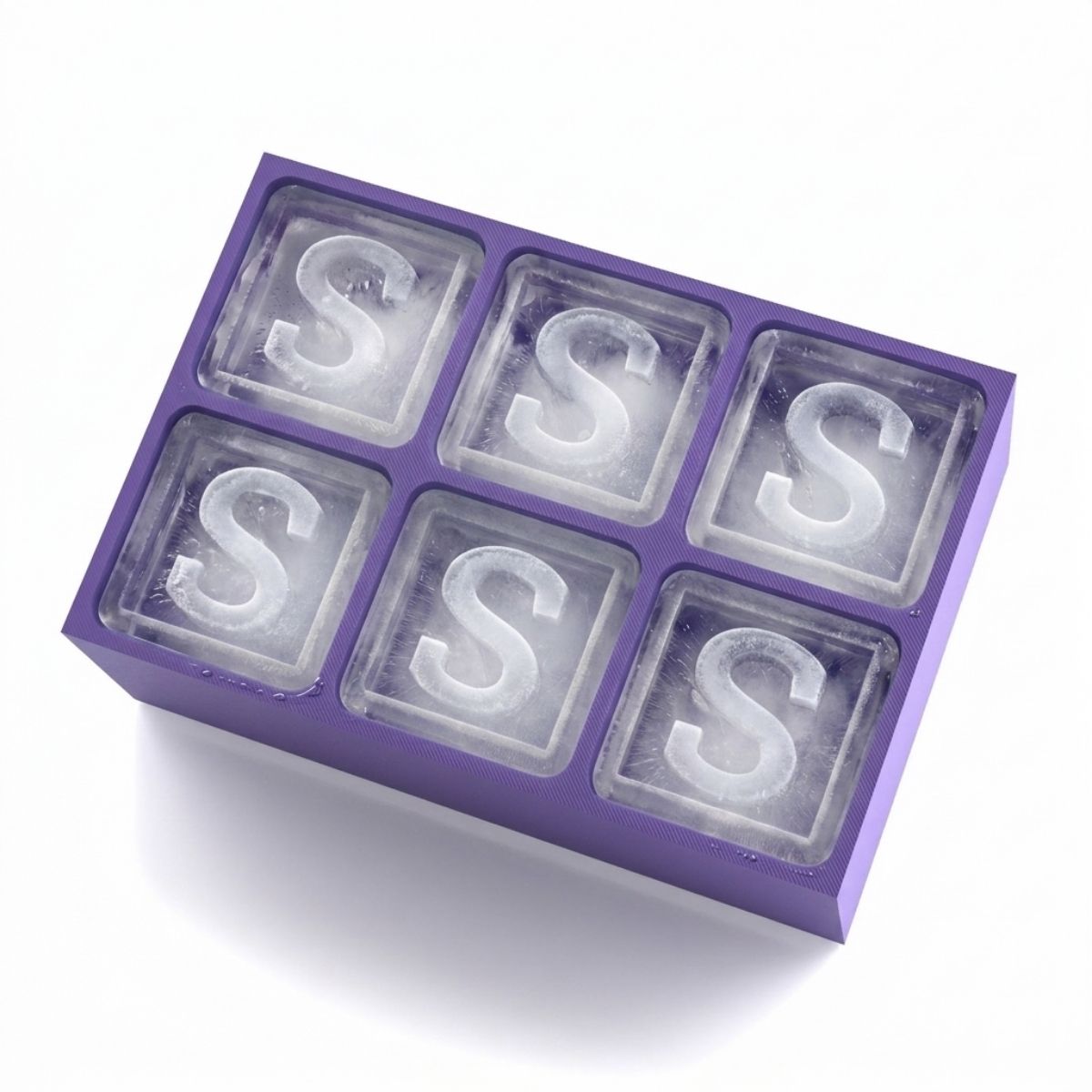 Elegant purple tray making S-shaped ice – luxurious custom gift made locally