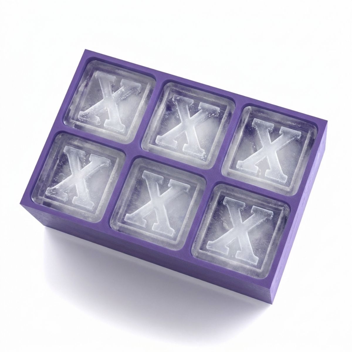 Elegant purple tray making X-shaped ice – luxurious custom gift made locally