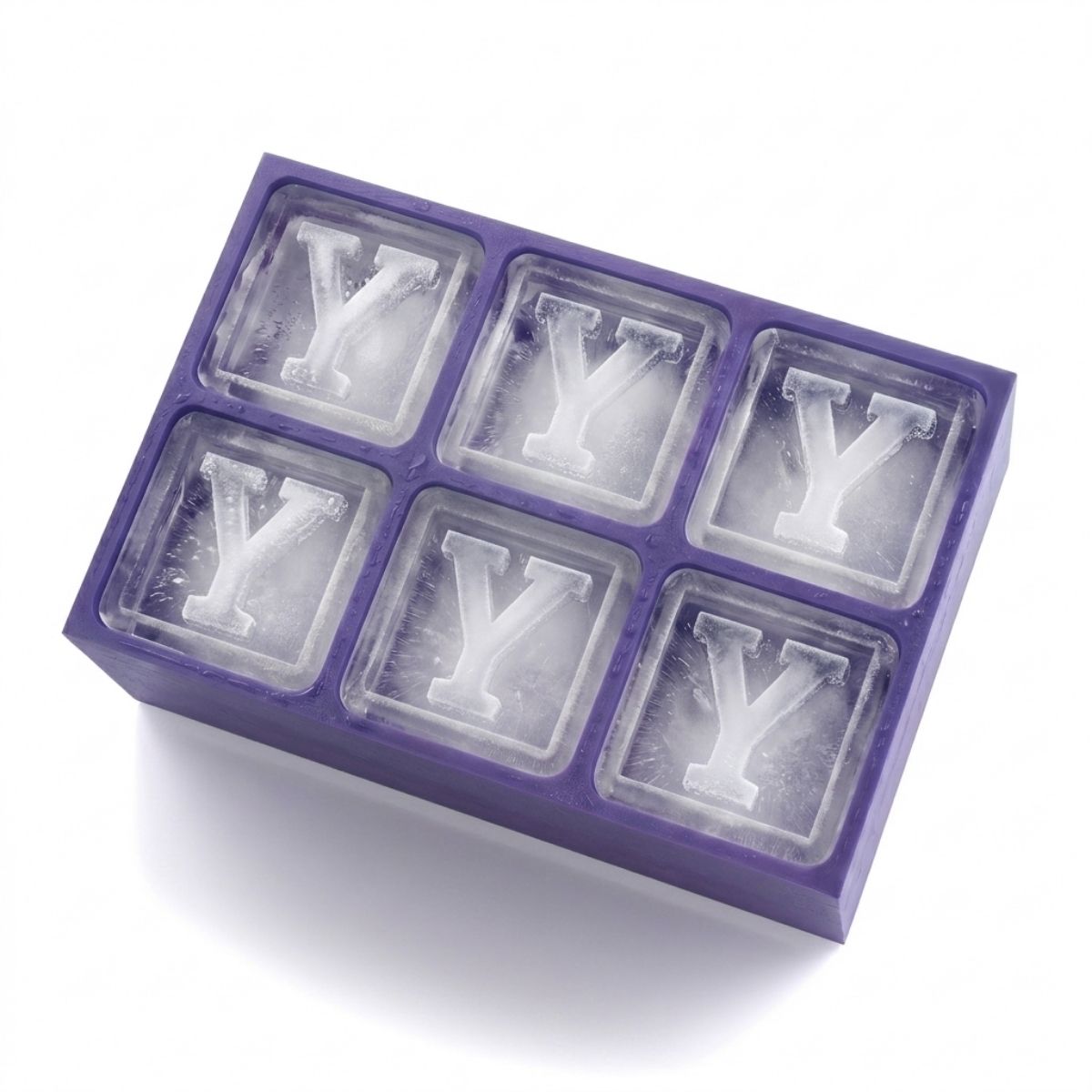 Elegant purple tray making Y-shaped ice – luxurious custom gift made locally