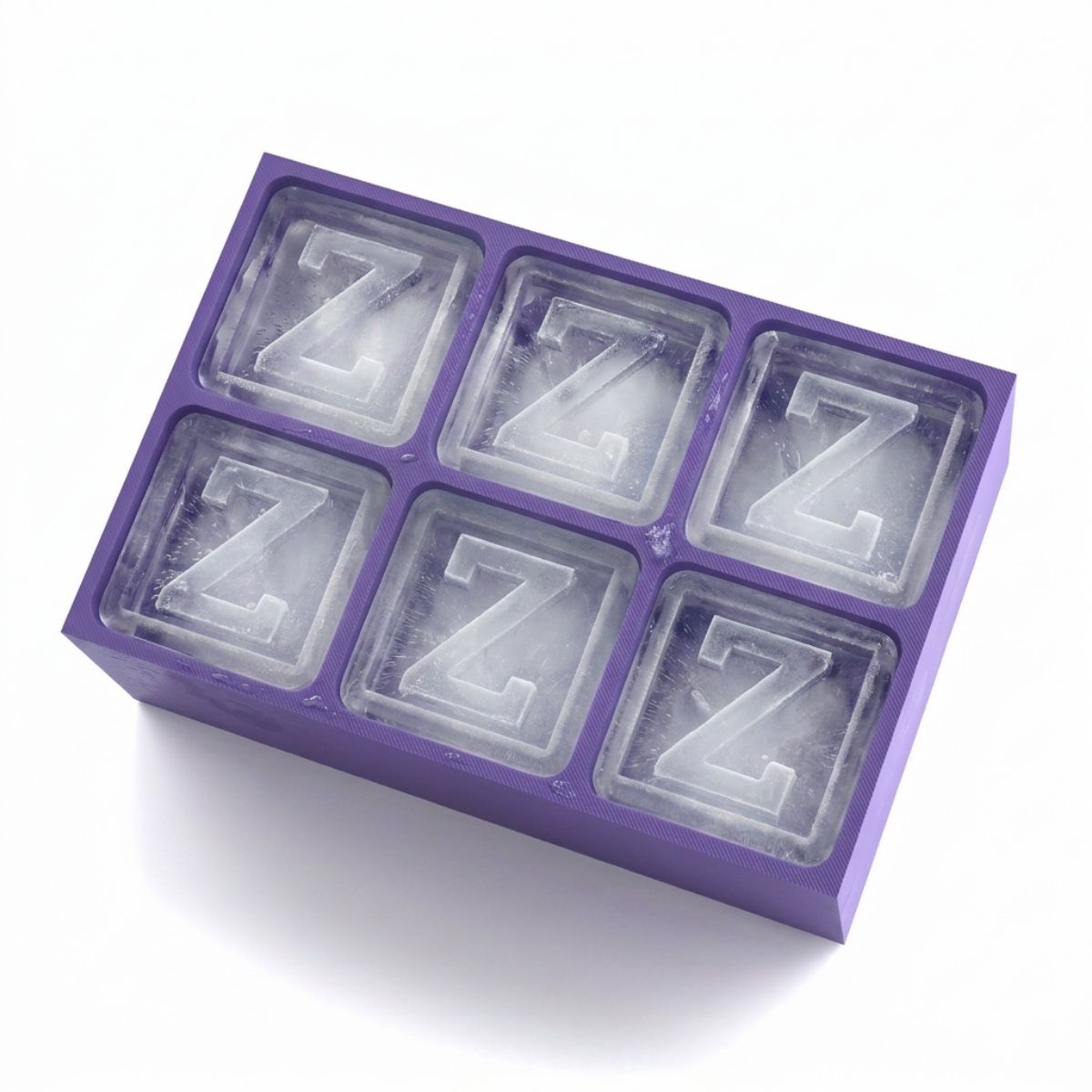 Elegant purple tray making Z-shaped ice – luxurious custom gift made locally