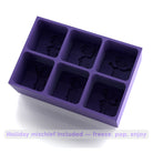 Purple silicone ice tray with six elf character moulds, perfect for adding fun and personality to Christmas cocktails.