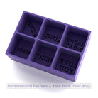 Premium purple silicone ice cube tray with deep mould cavities for personal words, names, or short phrases, perfect for milestone celebrations and gifting.
