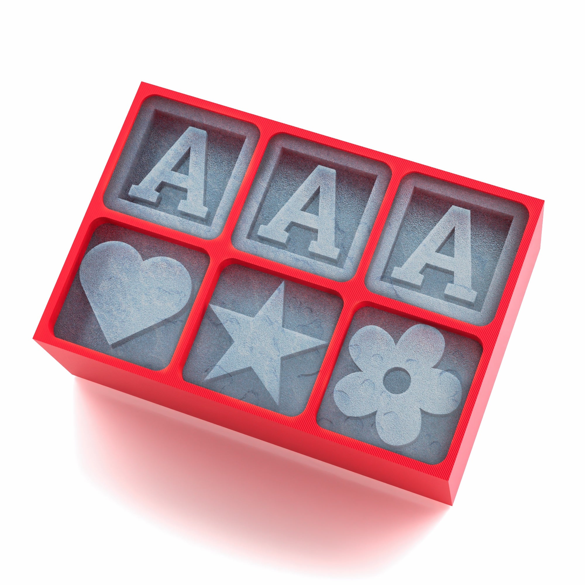 Custom red tray with three bold "A" initials and themed icons – ideal for romantic, festive, or standout presents.