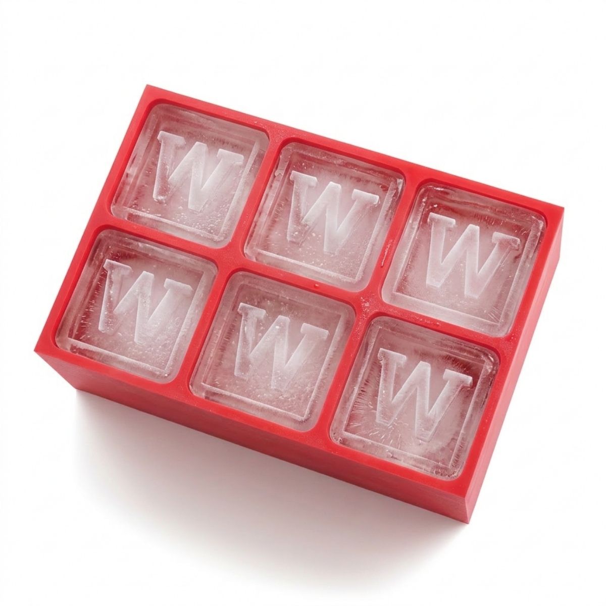Striking red monogram ice tray featuring the letter W – fun, fiery, and personalised
