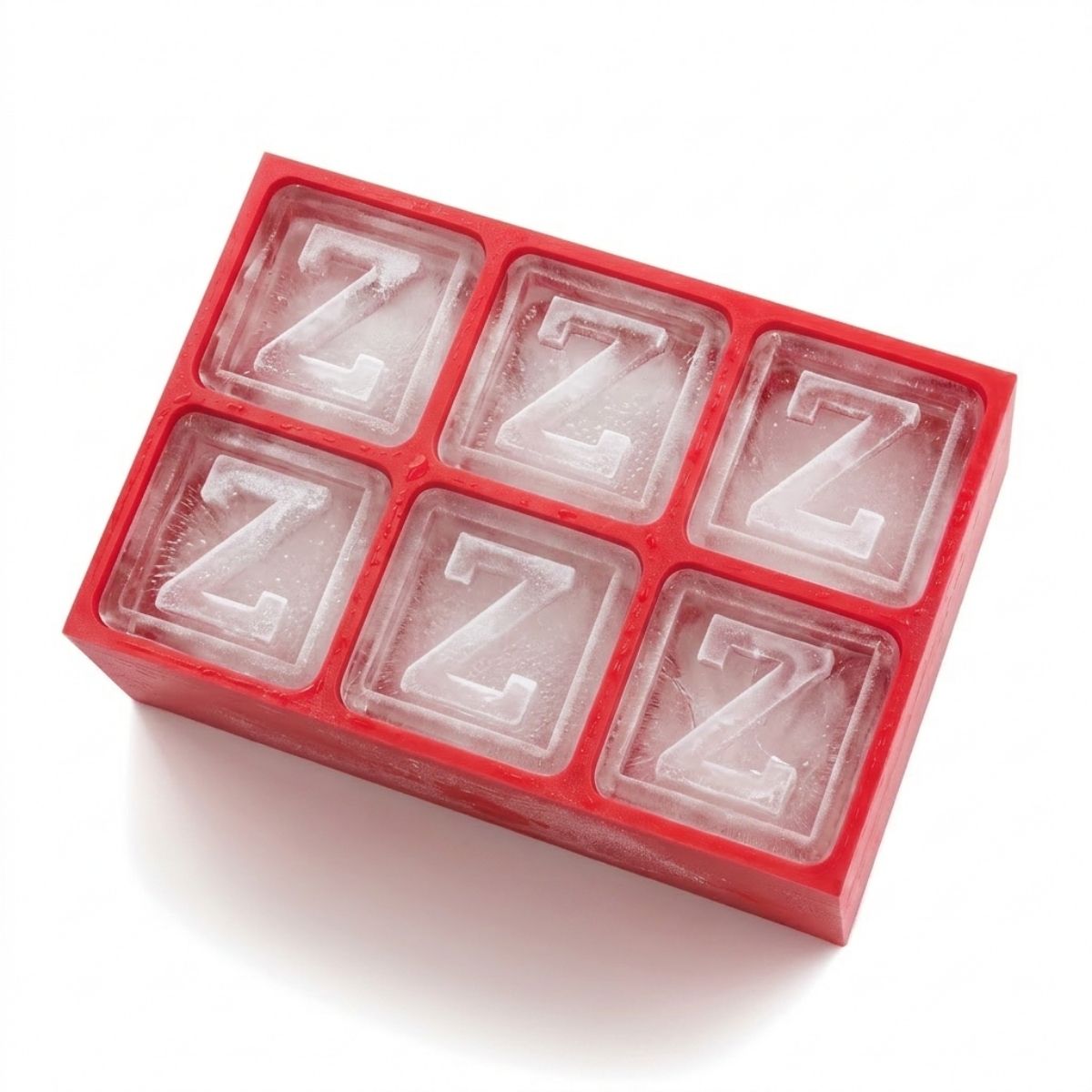 Striking red monogram ice tray featuring the letter Z – fun, fiery, and personalised