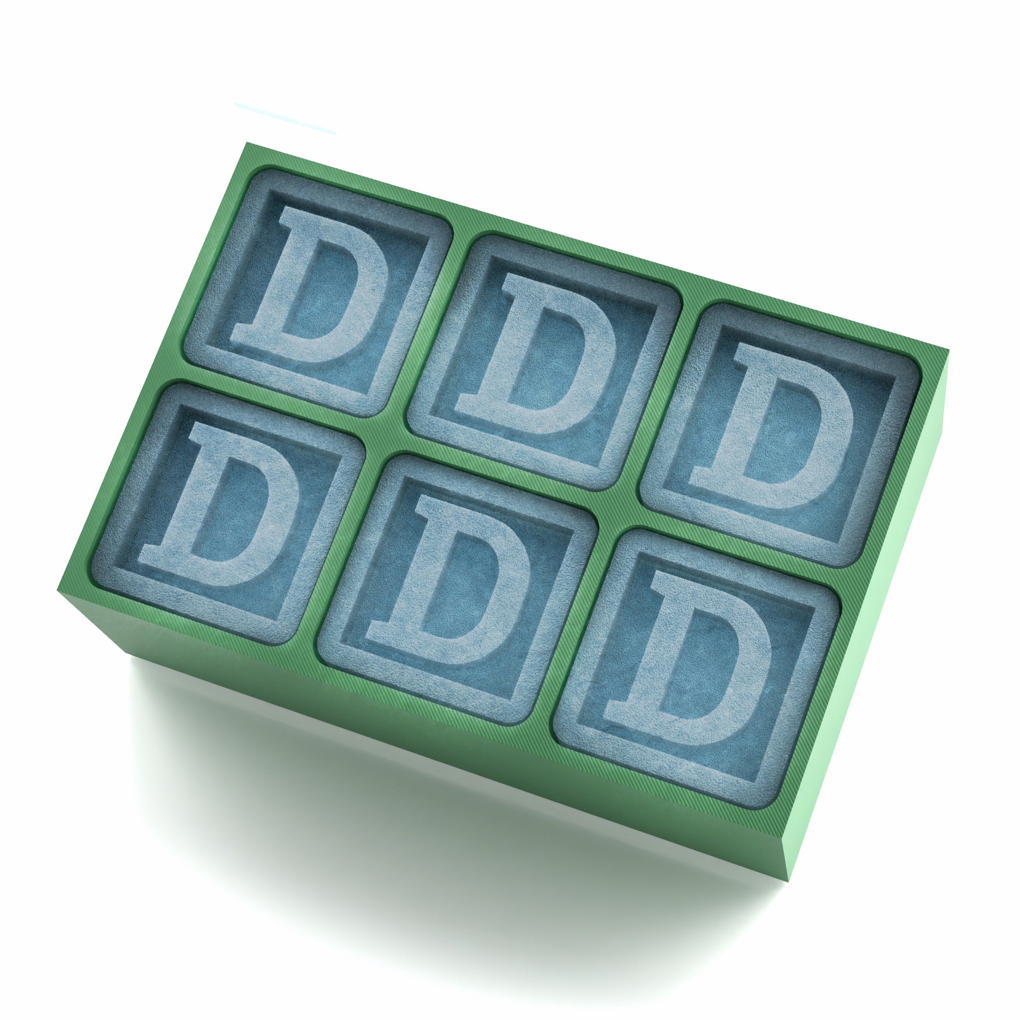 Green ice cube tray with the letter D – personalised novelty gift for parties, birthdays, and whiskey fans
