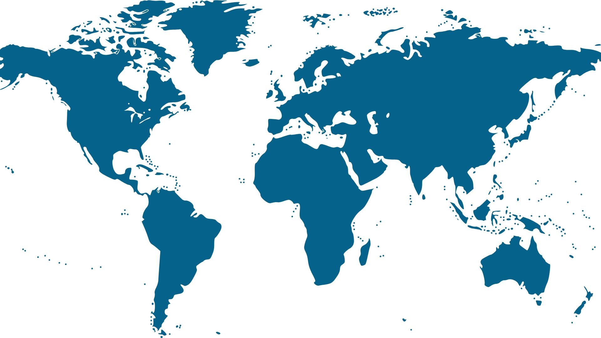 Flat world map in blue and white representing the international reach of Chilled Out Creations’ custom ice tray orders.