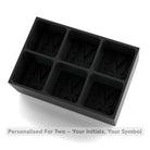 Black tray with M & J initials and & symbol – personalised gift for couples, weddings or anniversaries