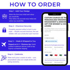 Step-by-step guide on ordering custom ice trays with a smartphone screen displaying the ordering process.