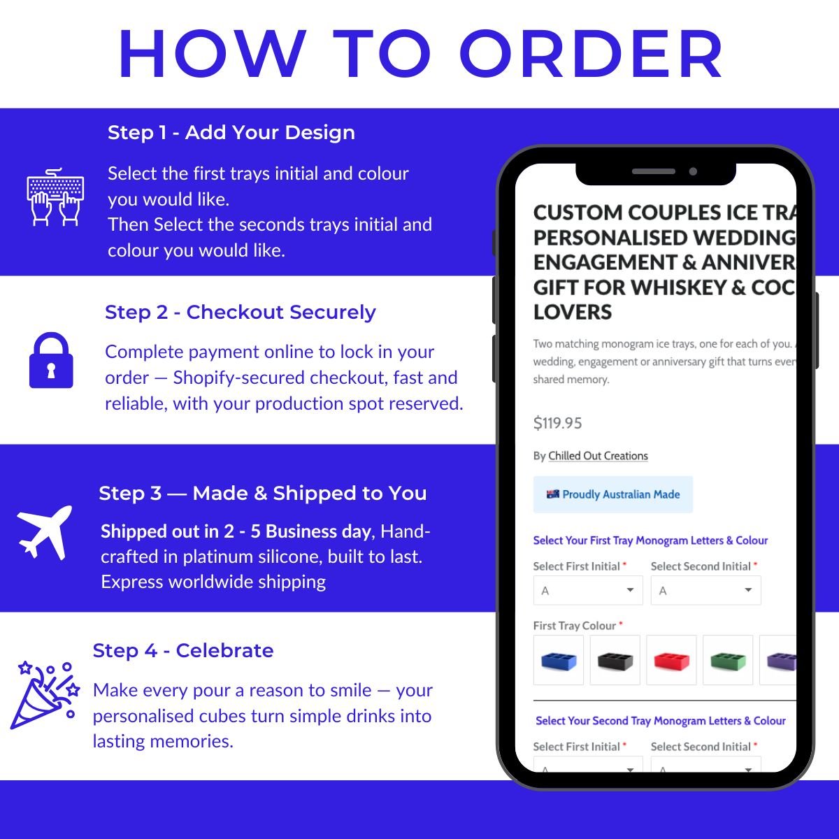 Custom Couples Ice Tray Set – Personalised Wedding, Engagement & Anniversary Gift for Whiskey & Cocktail Lovers - Chilled Out Creations