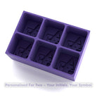 Purple platinum-silicone ice tray with custom couple initials and heart design, perfect romantic gift