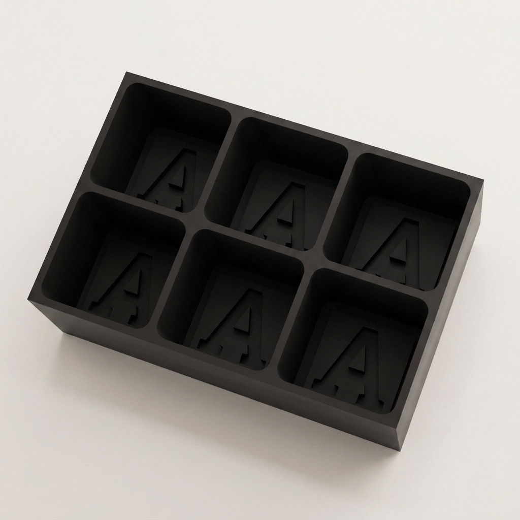 Black silicone Letter A ice cube tray, 6-cavity mould with bold monogram A design