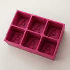 Pink silicone Letter A ice cube tray, 6-cavity mould with bold monogram A design
