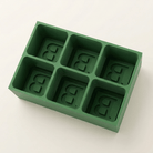Green silicone Letter B ice cube tray, 6-cavity mould with bold monogram B design