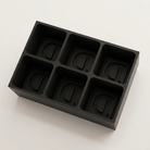 Black silicone Letter D ice cube tray, 6-cavity mould with bold monogram D design