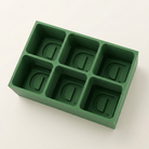 Green silicone Letter D ice cube tray, 6-cavity mould with bold monogram D design