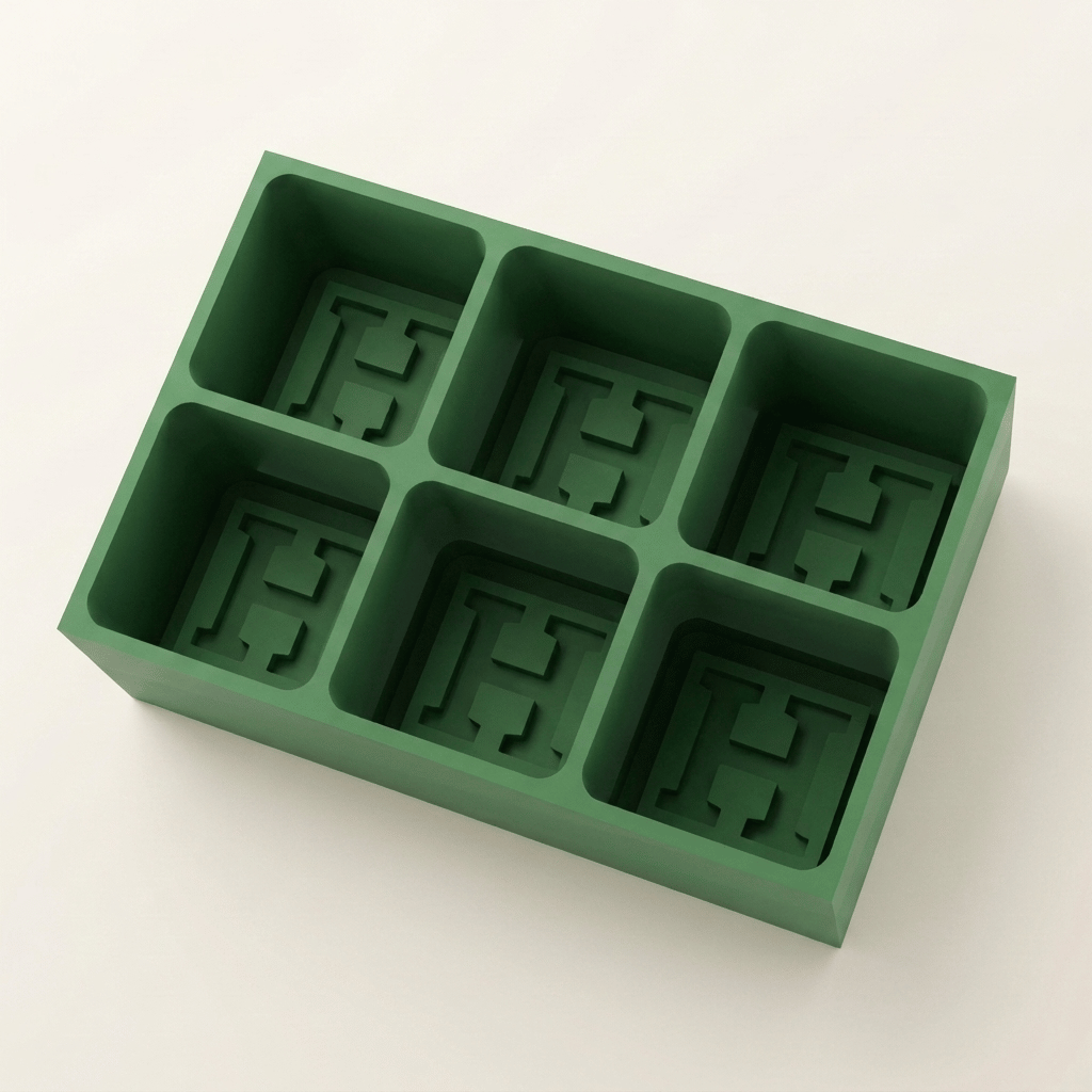 Green silicone Letter H ice cube tray, 6-cavity mould with bold monogram H design
