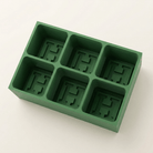 Green silicone Letter H ice cube tray, 6-cavity mould with bold monogram H design
