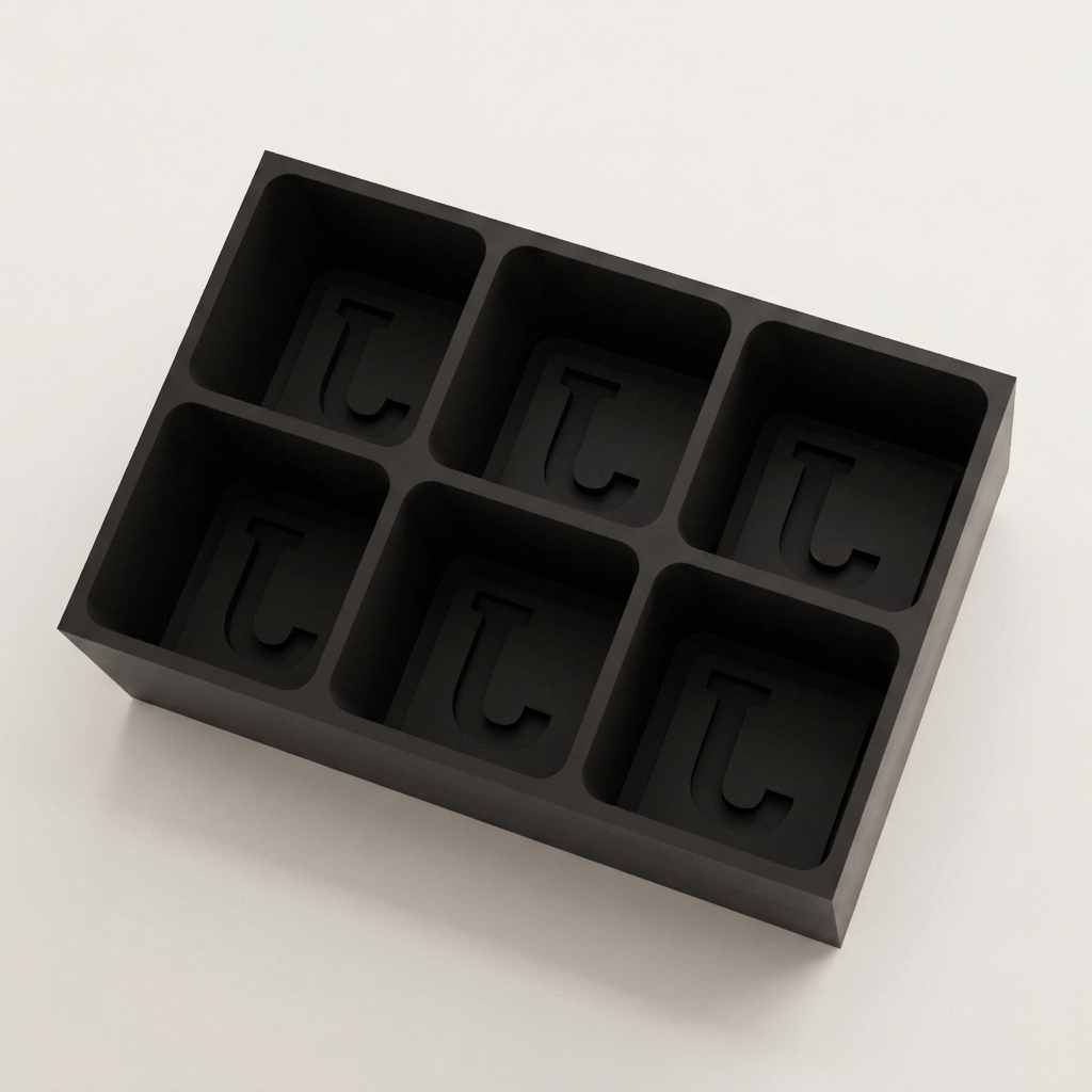 Black silicone Letter J ice cube tray, 6-cavity mould with bold monogram J design