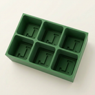 Green silicone Letter L ice cube tray, 6-cavity mould with bold monogram L design