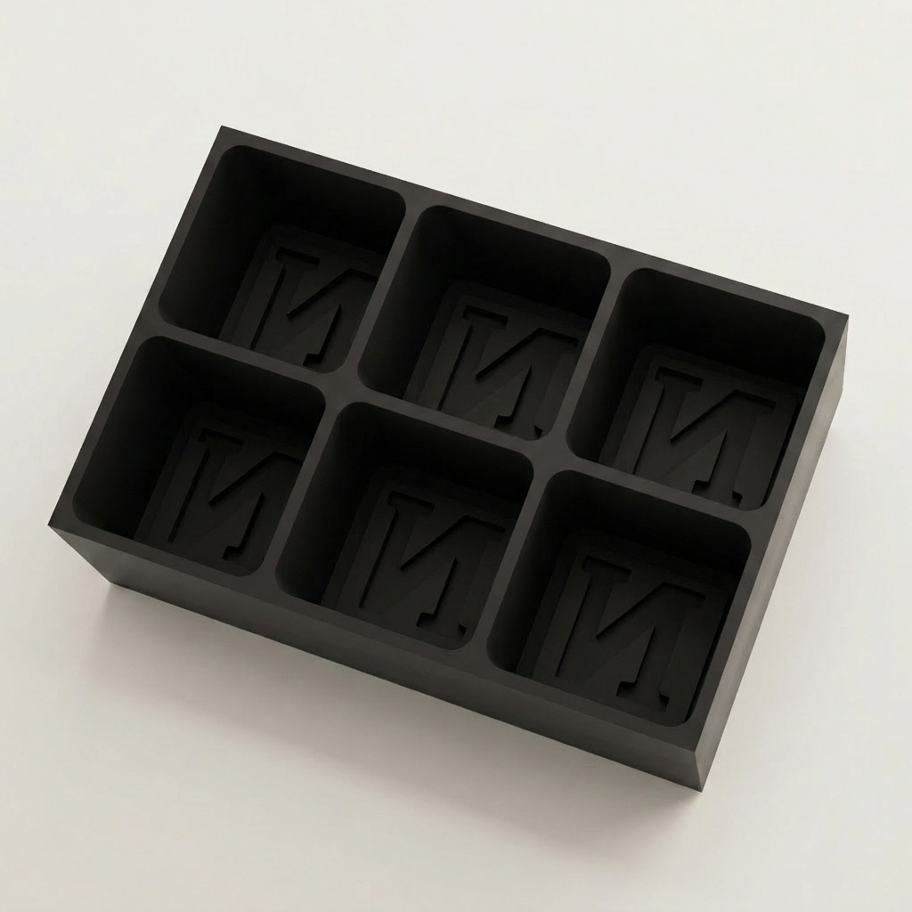 Black silicone Letter N ice cube tray, 6-cavity mould with bold monogram N design