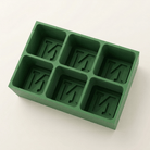 Green silicone Letter N ice cube tray, 6-cavity mould with bold monogram N design