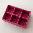 Pink silicone Letter N ice cube tray, 6-cavity mould with bold monogram N design