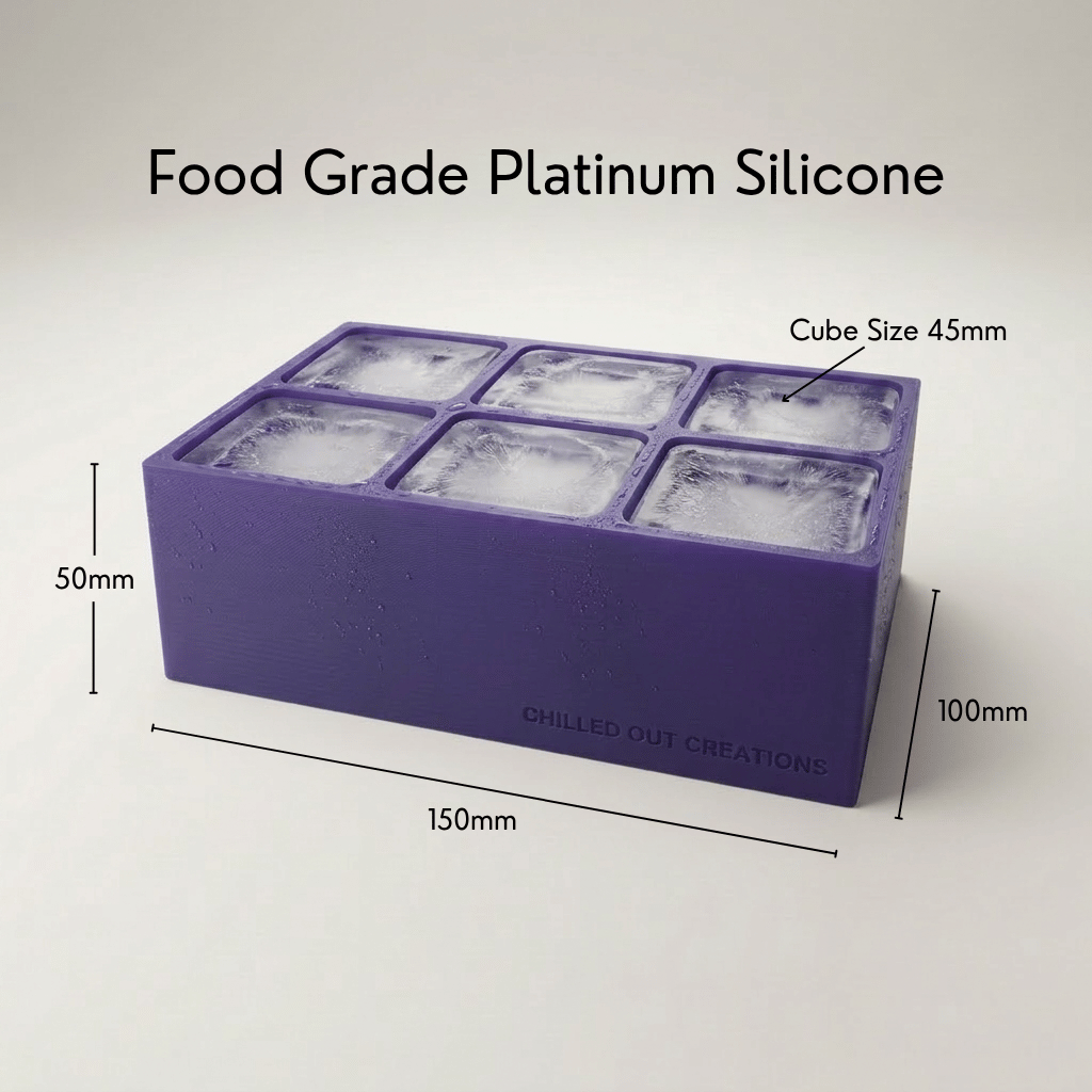 Purple Letter N ice tray shown in its food-grade platinum silicone retail packaging