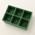 Green silicone Letter O ice cube tray, 6-cavity mould with bold monogram O design