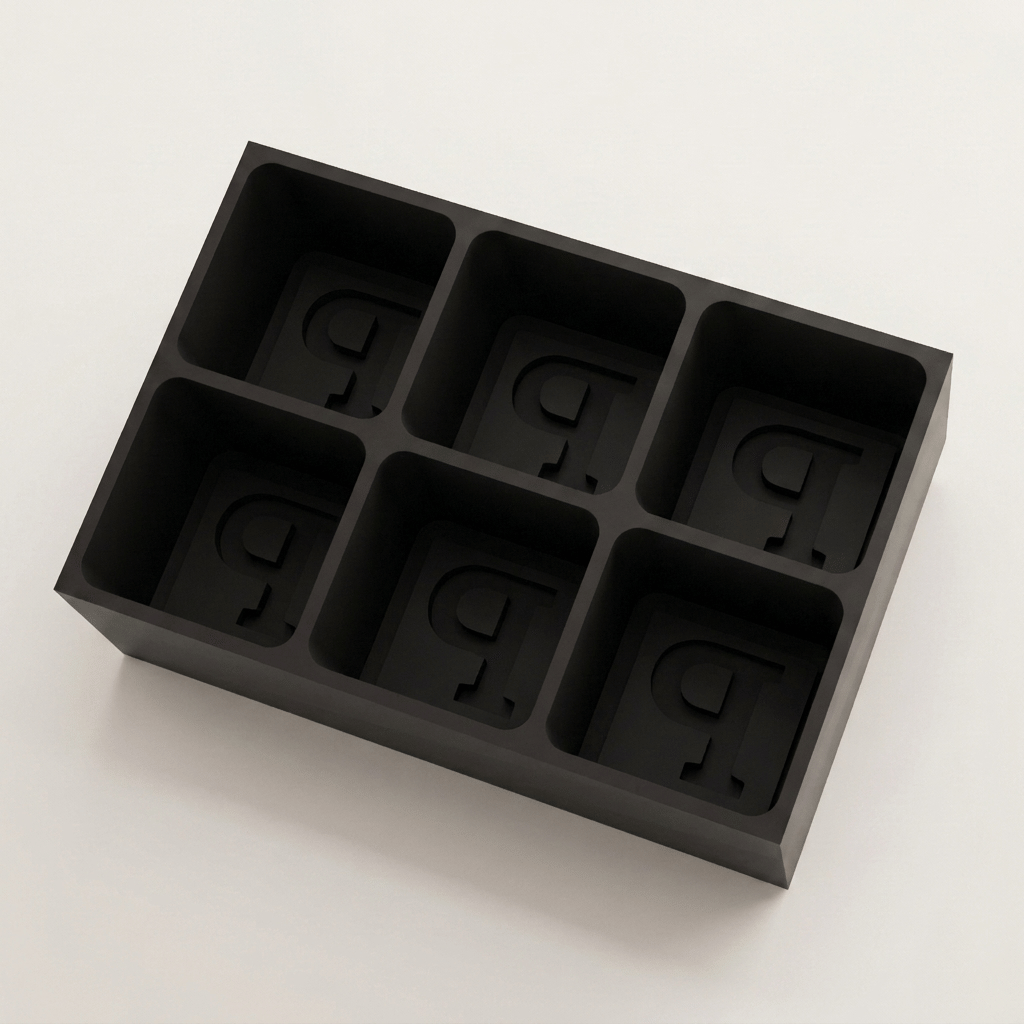 Black silicone Letter P ice cube tray, 6-cavity mould with bold monogram P design
