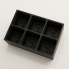 Black silicone Letter P ice cube tray, 6-cavity mould with bold monogram P design