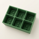Green silicone Letter P ice cube tray, 6-cavity mould with bold monogram P design