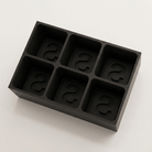 Black silicone Letter S ice cube tray, 6-cavity mould with bold monogram S design