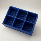 Blue silicone Letter S ice cube tray, 6-cavity mould with bold monogram S design