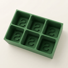 Green silicone Letter S ice cube tray, 6-cavity mould with bold monogram S design