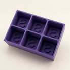 Purple silicone Letter S ice cube tray, 6-cavity mould with bold monogram S design