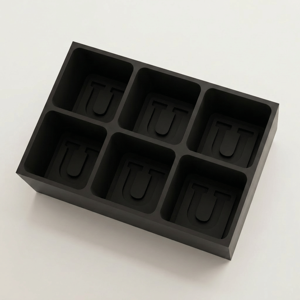 Black silicone Letter U ice cube tray, 6-cavity mould with bold monogram U design