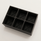 Black silicone Letter X ice cube tray, 6-cavity mould with bold monogram X design